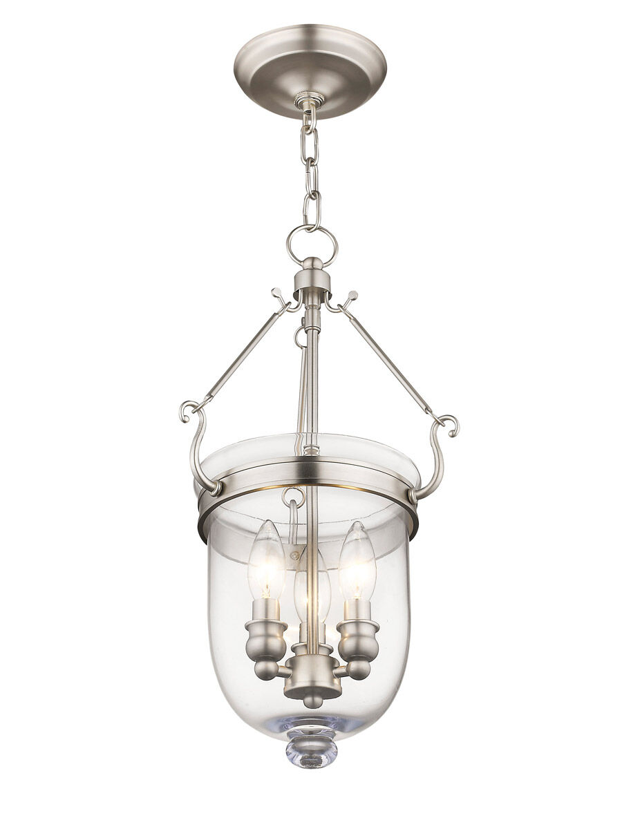 Jefferson 3 Light 10 inch Brushed Nickel Chain Lantern
