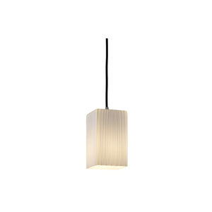 Fusion 1 Light 4 inch Brushed Nickel Pendant Ceiling Light in Black Cord, Ribbon, Square with Flat Rim, Incandescent