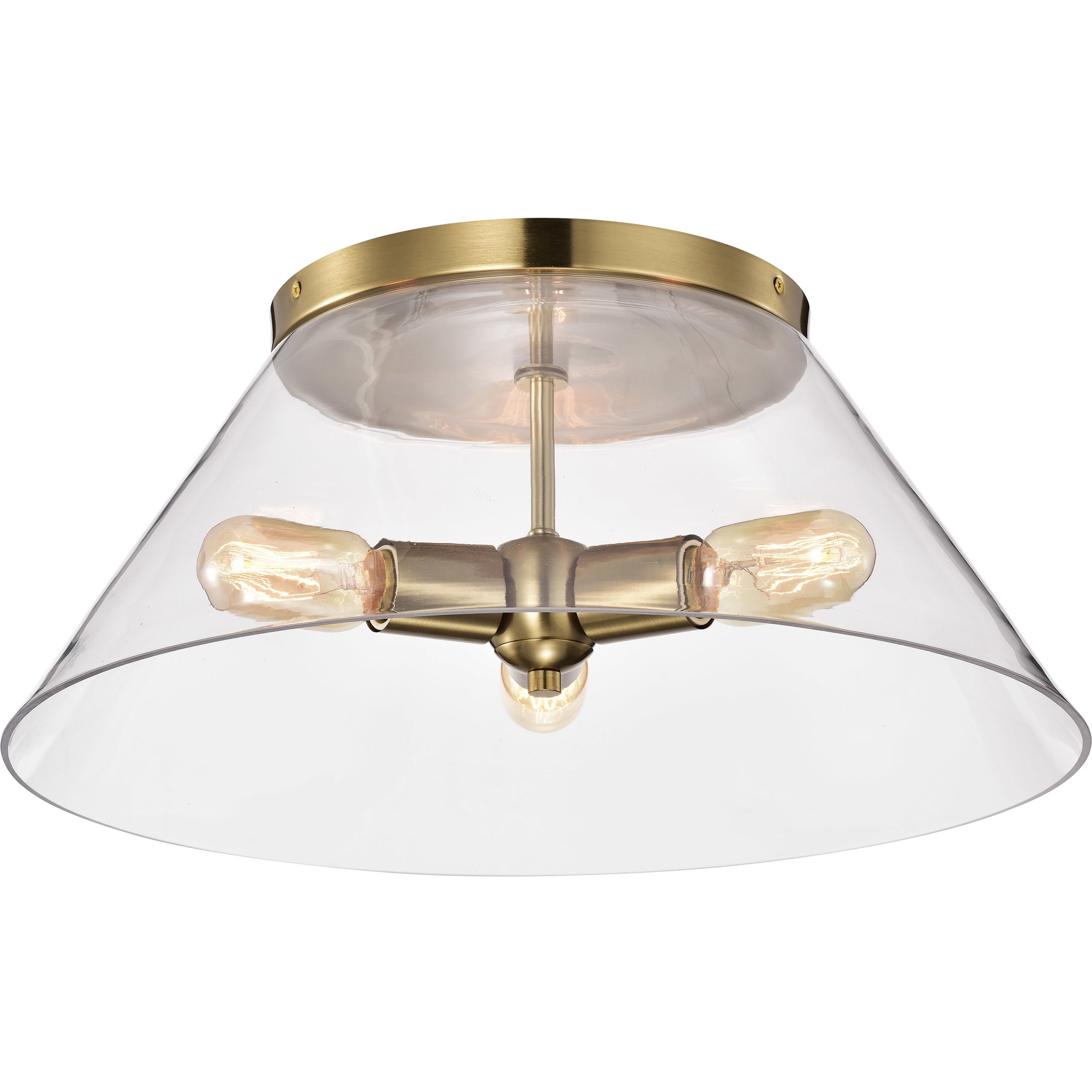 Dover 3 Light 20 inch Vintage Brass Flush Ceiling Light