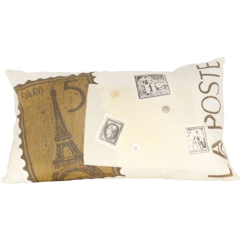 La Poste 20 X 6 inch Cream with Brown Accent Pillow