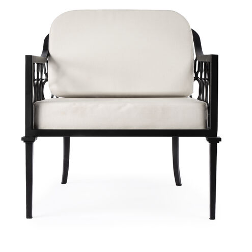 Southport Iron Upholstered Outdoor Lounge Chair in Black