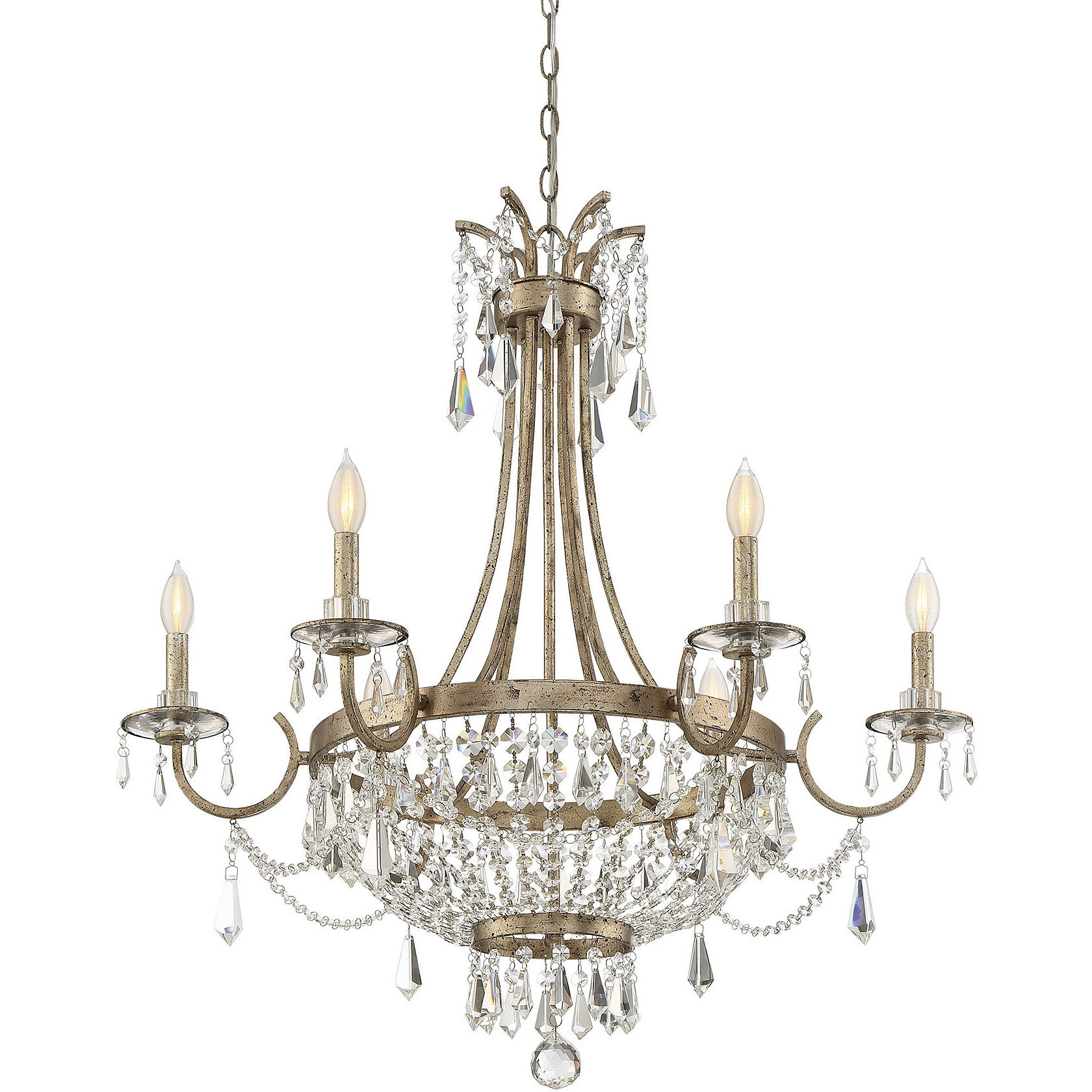 Claiborne 6 Light 33 inch Distressed Gold Chandelier Ceiling Light