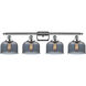Ballston Large Bell 4 Light 36 inch Polished Chrome Bath Vanity Light Wall Light in Plated Smoke Glass, Ballston