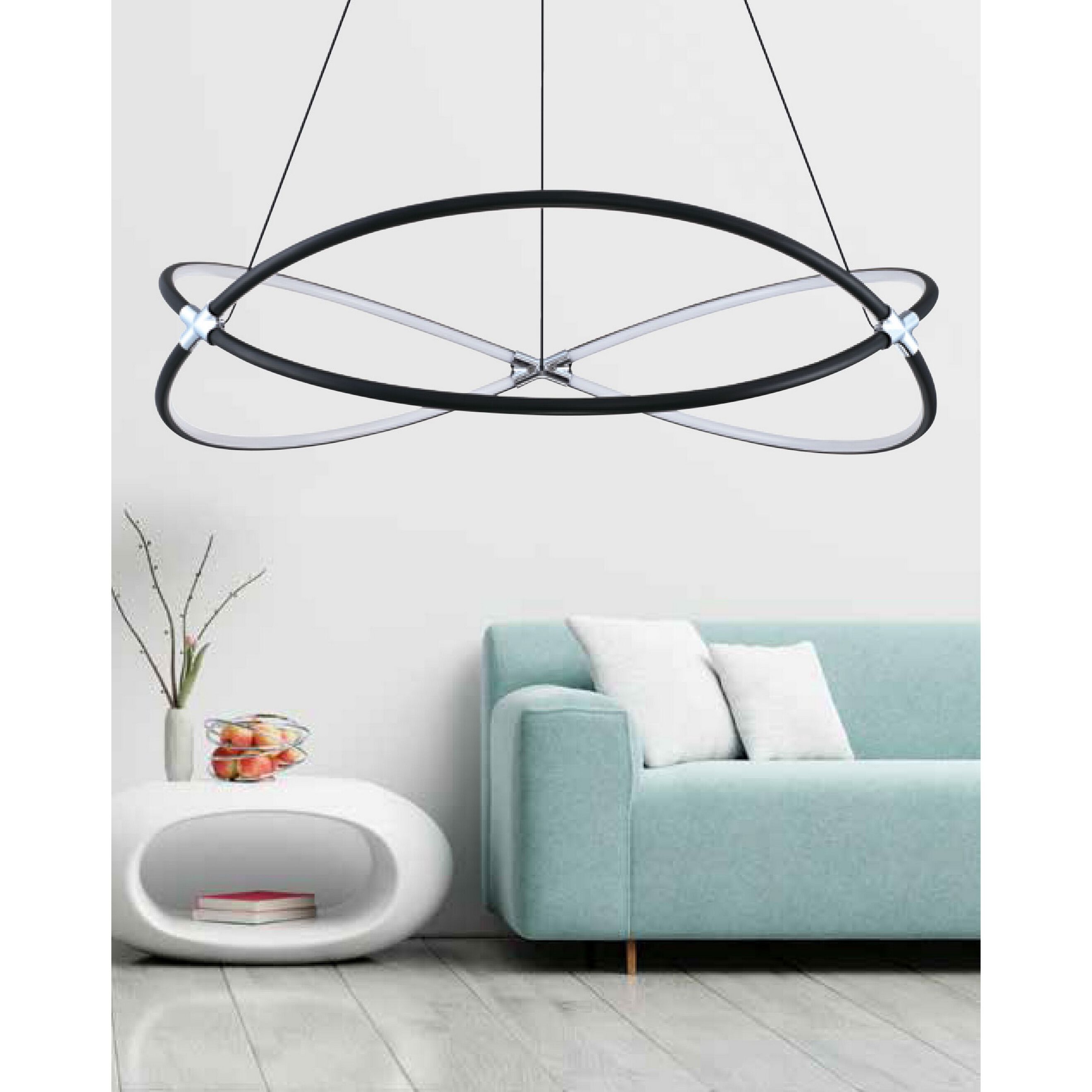 Hoop LED 24 inch Black and Chrome Pendant Ceiling Light