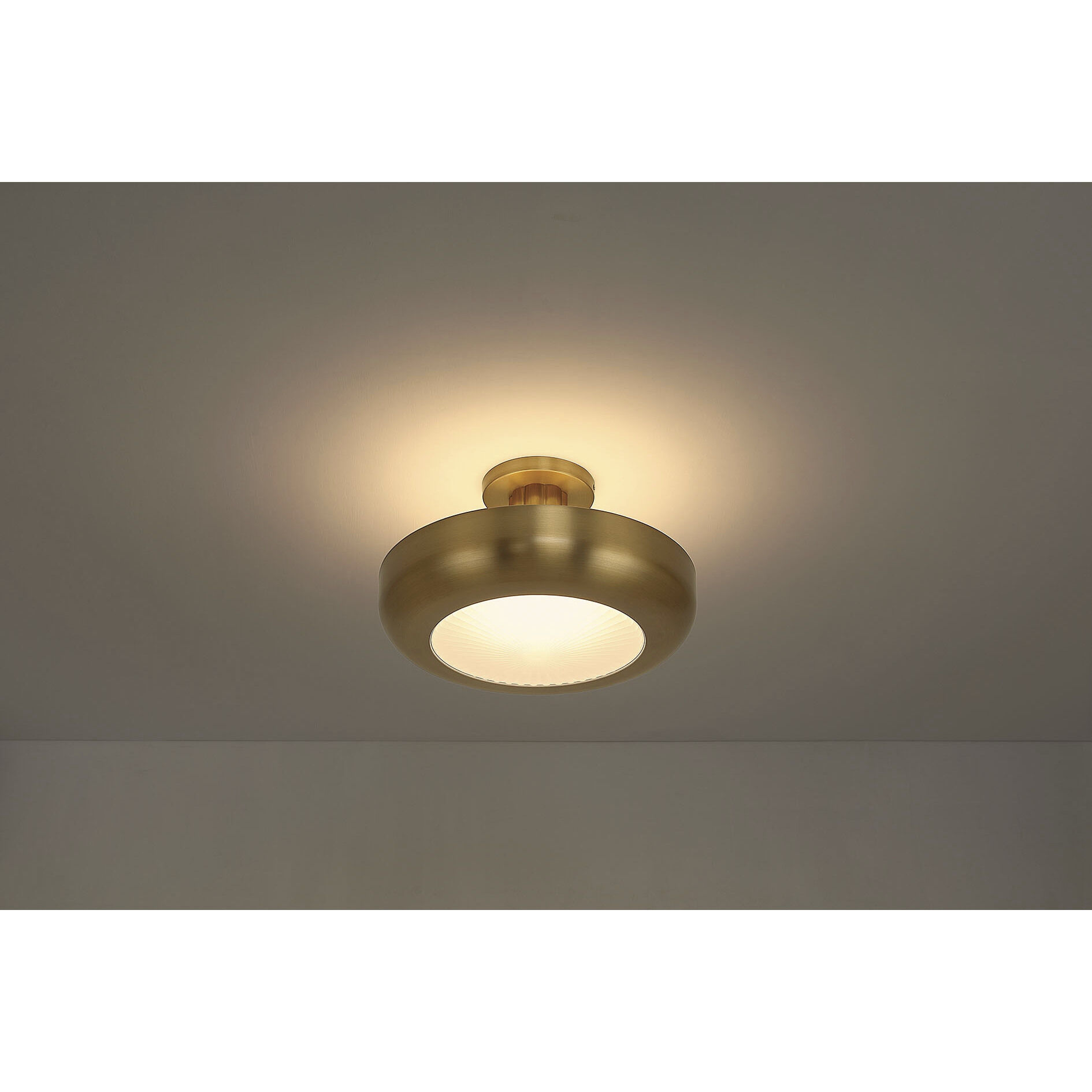Macey LED 16 inch Antique Brass Semi-Flush Mount Ceiling Light