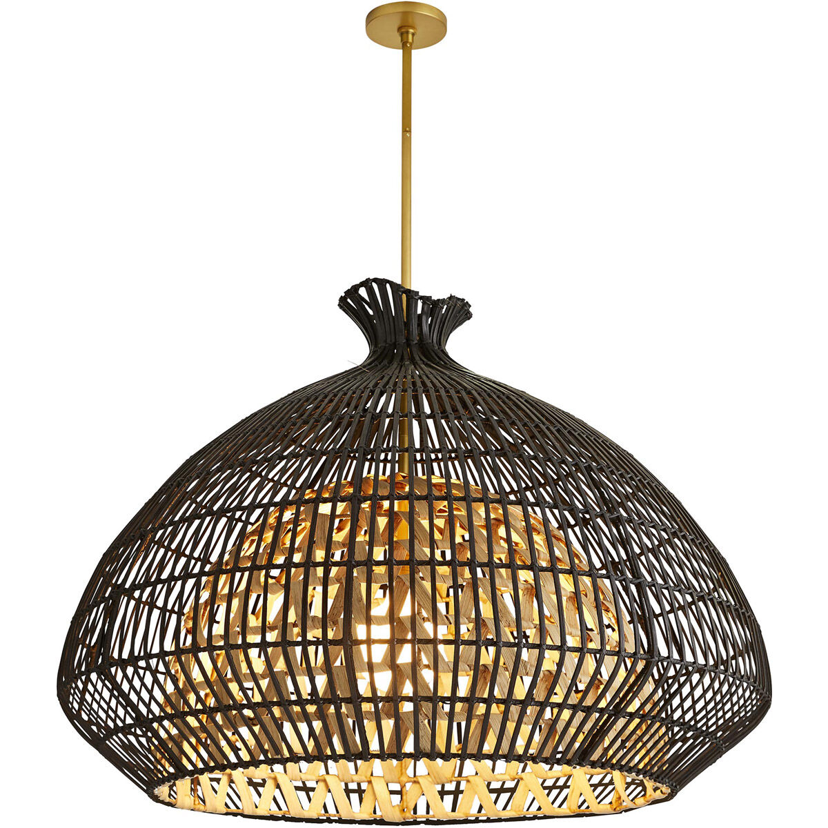 Rimini 1 Light 38 inch Black and Natural Pendant Ceiling Light