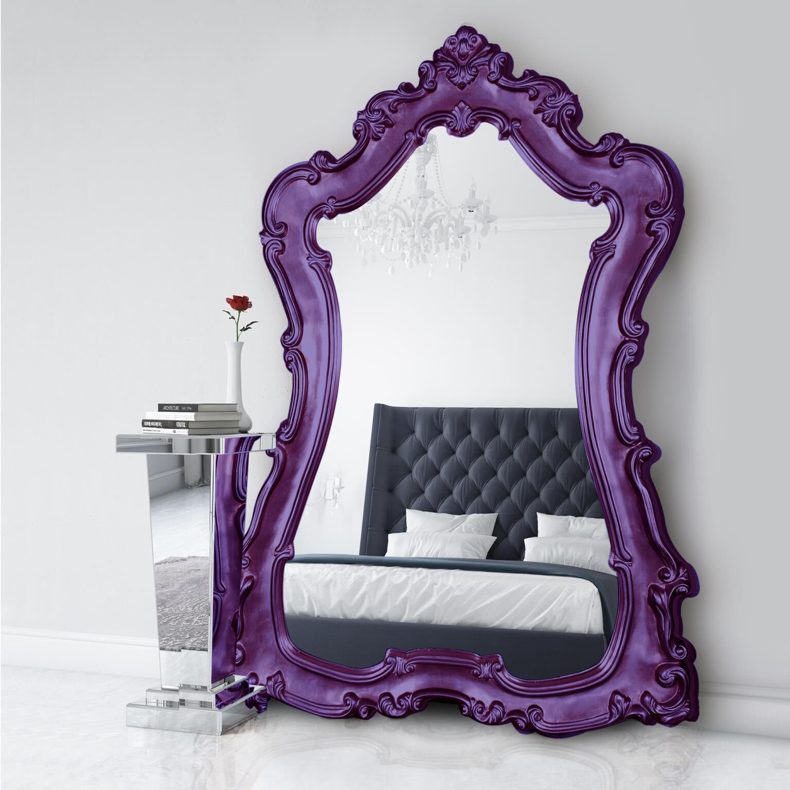 Lorelei 89 X 60 inch Glossy Royal Purple Wall Mirror