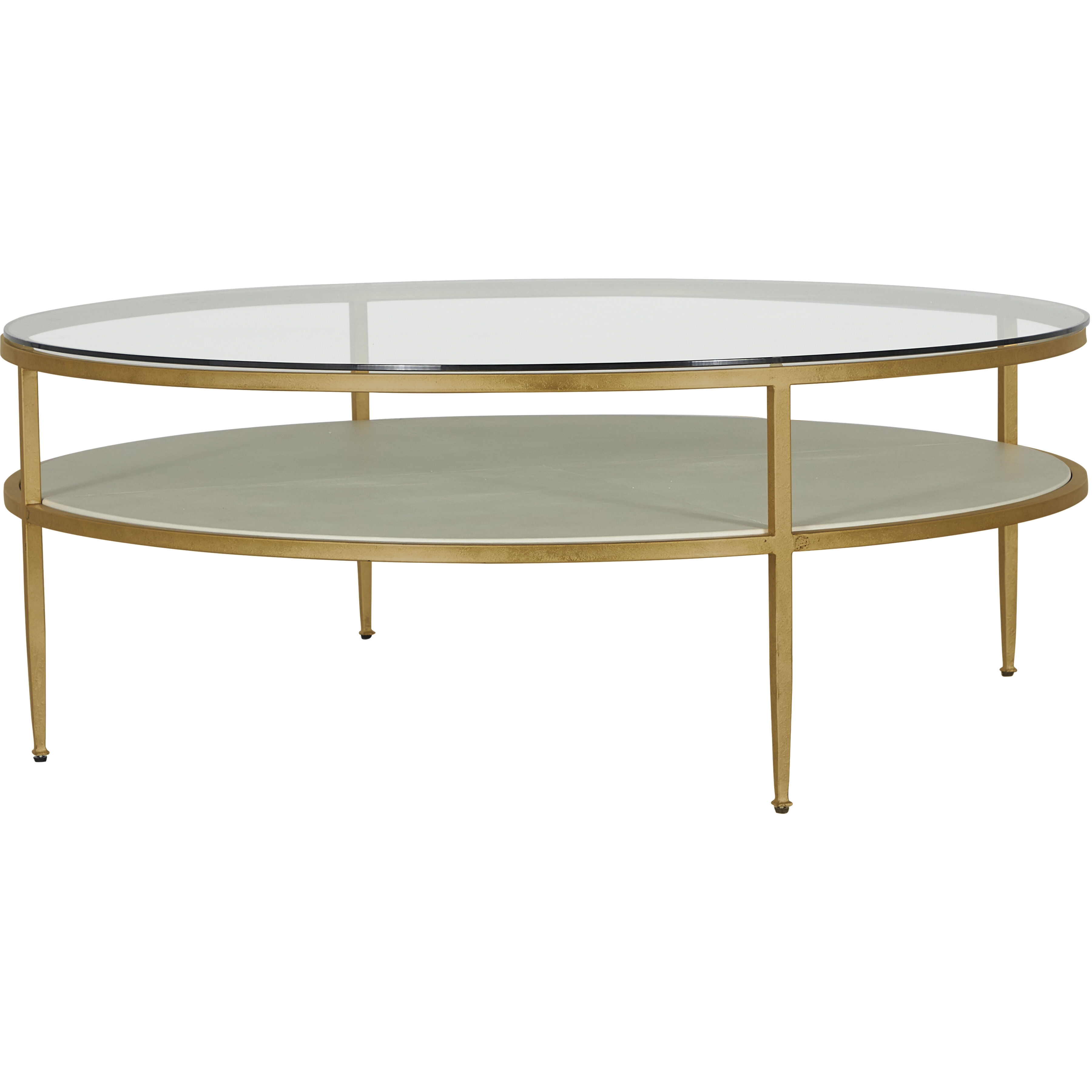 Constance 50 X 50 inch White Leather and Antique Brass Leaf Coffee Table