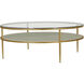 Constance 50 X 50 inch White Leather and Antique Brass Leaf Coffee Table