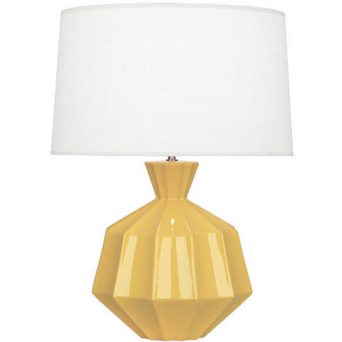Orion 27 inch 150.00 watt Sunset Yellow Table Lamp Portable Light, Polished Nickel Accents