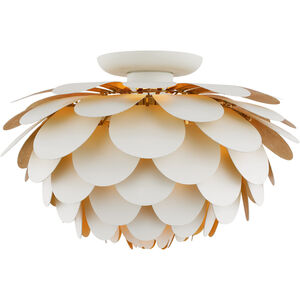 Chapman & Myers Cynara Flush Mount Ceiling Light in White and Gild, Large