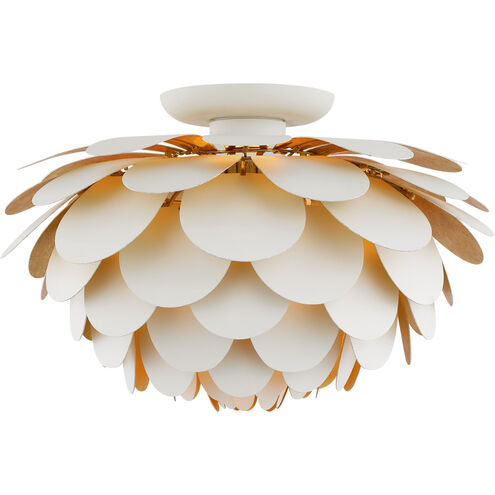 Chapman & Myers Cynara LED 17 inch White and Gild Flush Mount Ceiling Light, Large