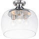 Goblet 3 Light 13.5 inch Black and Satin Nickel Semi-Flush Mount Ceiling Light