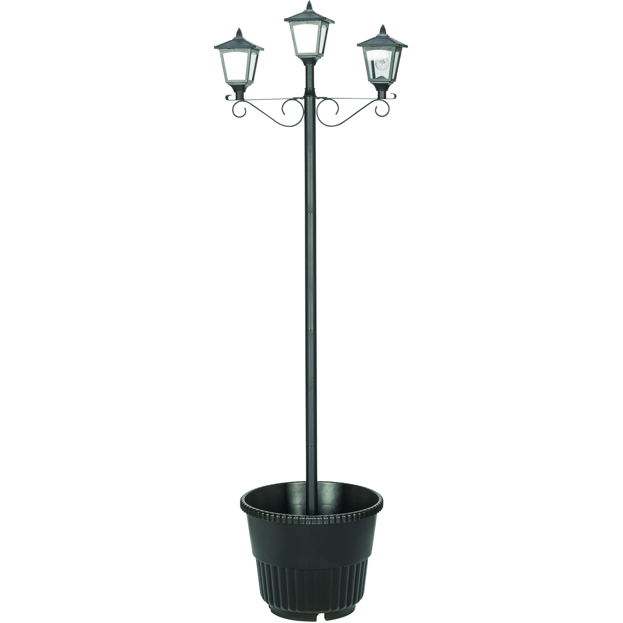 Triple Head 3 Light 78.5 inch Black Post Light, Solar