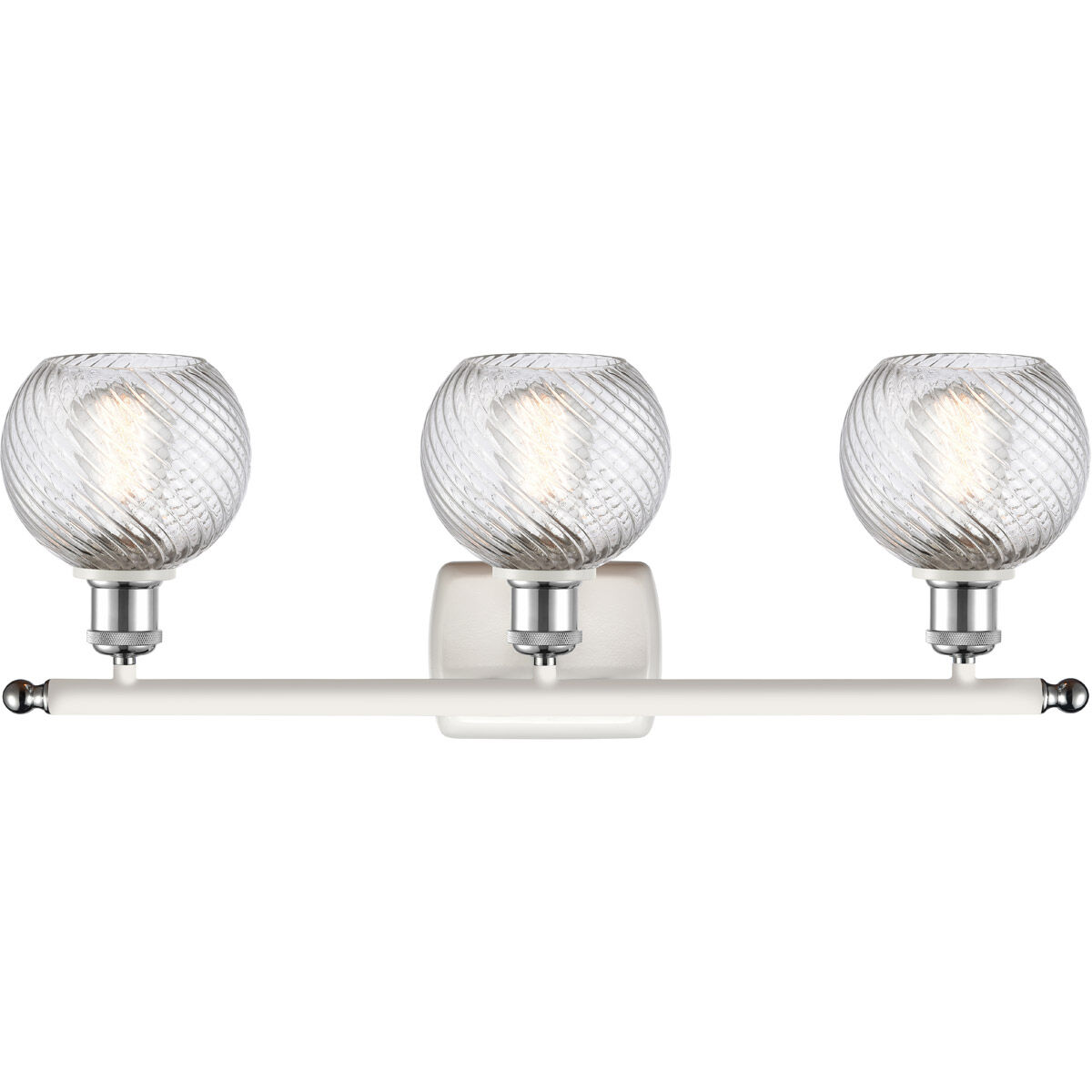 Ballston Small Deco Swirl 3 Light 26 inch White and Polished Chrome Bath Vanity Light Wall Light, Ballston