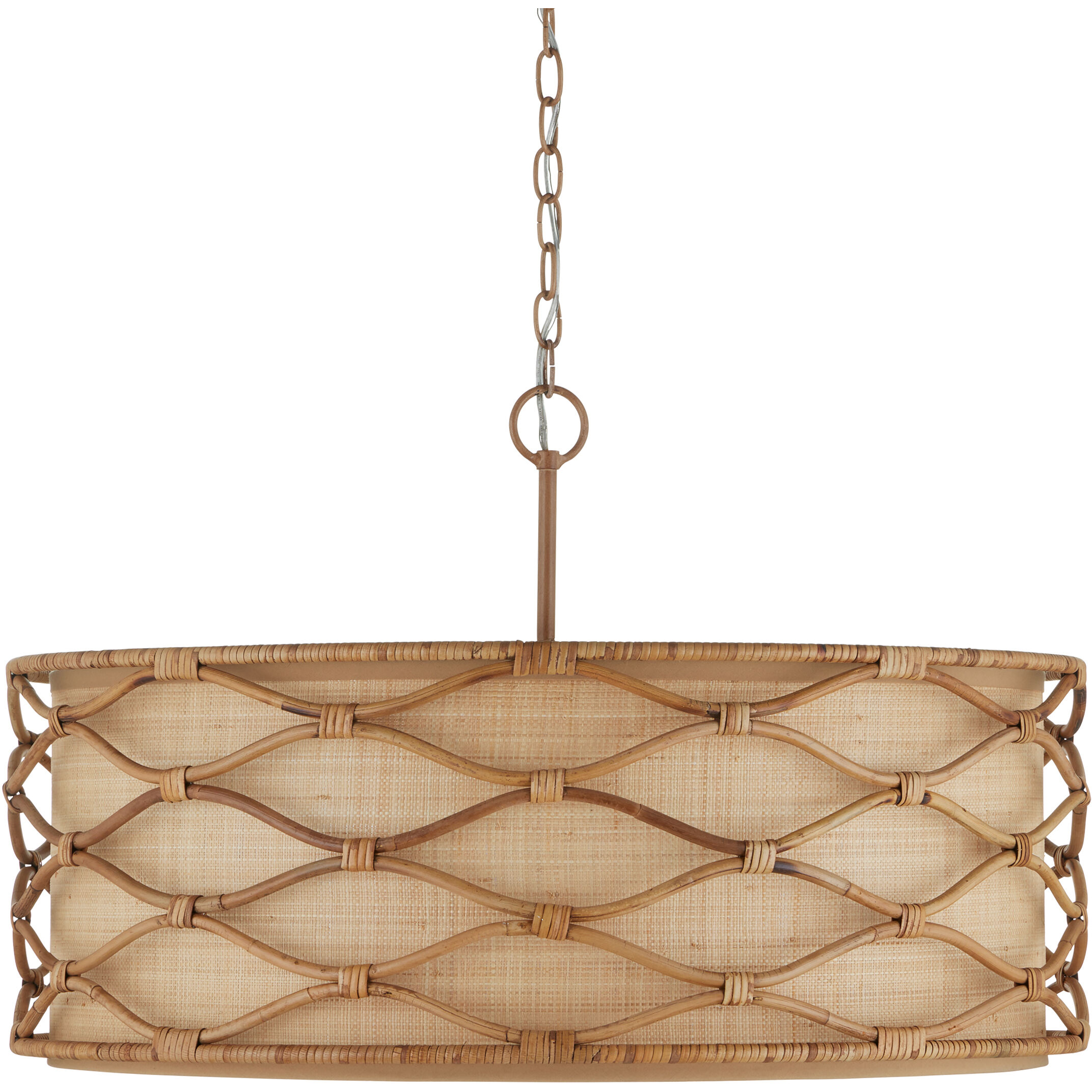 Partita 3 Light 28.25 inch Saddle Tan/Natural Pendant Ceiling Light
