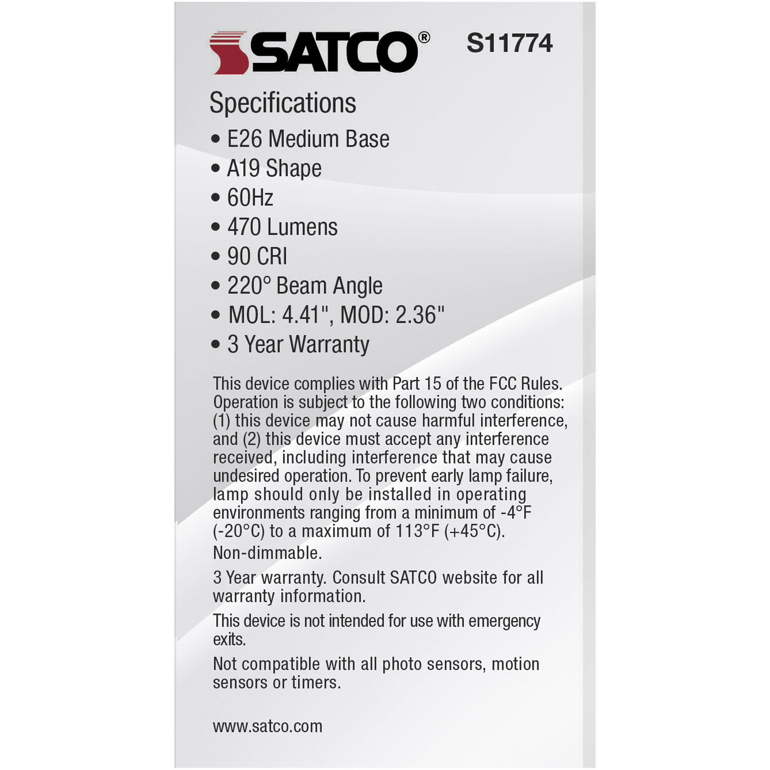 Lumos Medium 6.00 watt 3000K Light Bulb, Pack of 4