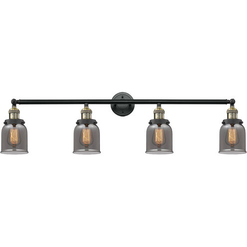 Franklin Restoration Small Bell LED 42 inch Black Antique Brass Bath Vanity Light Wall Light in Plated Smoke Glass, Franklin Restoration