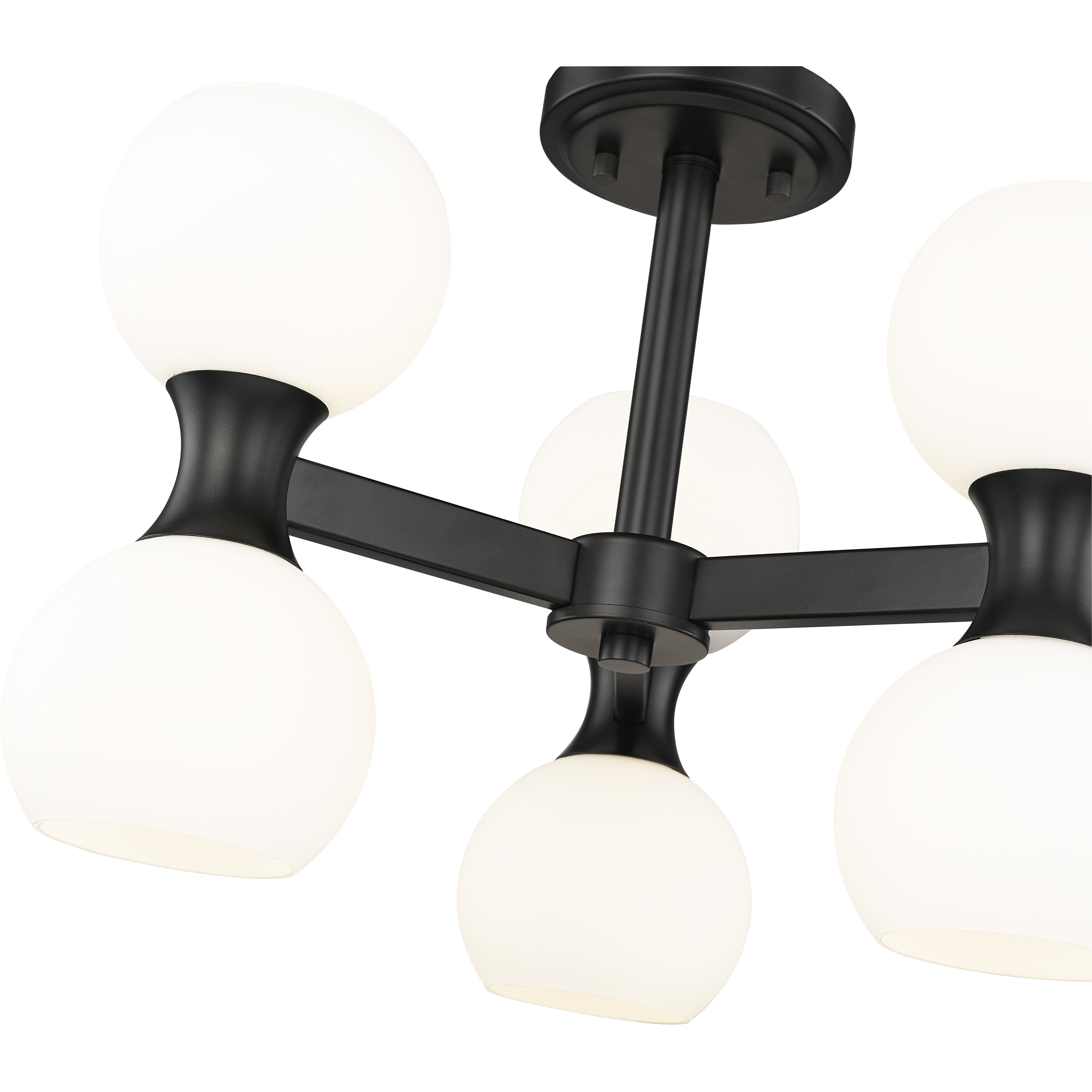 Artemis 6 Light 18 inch Matte Black Semi Flush Mount Ceiling Light