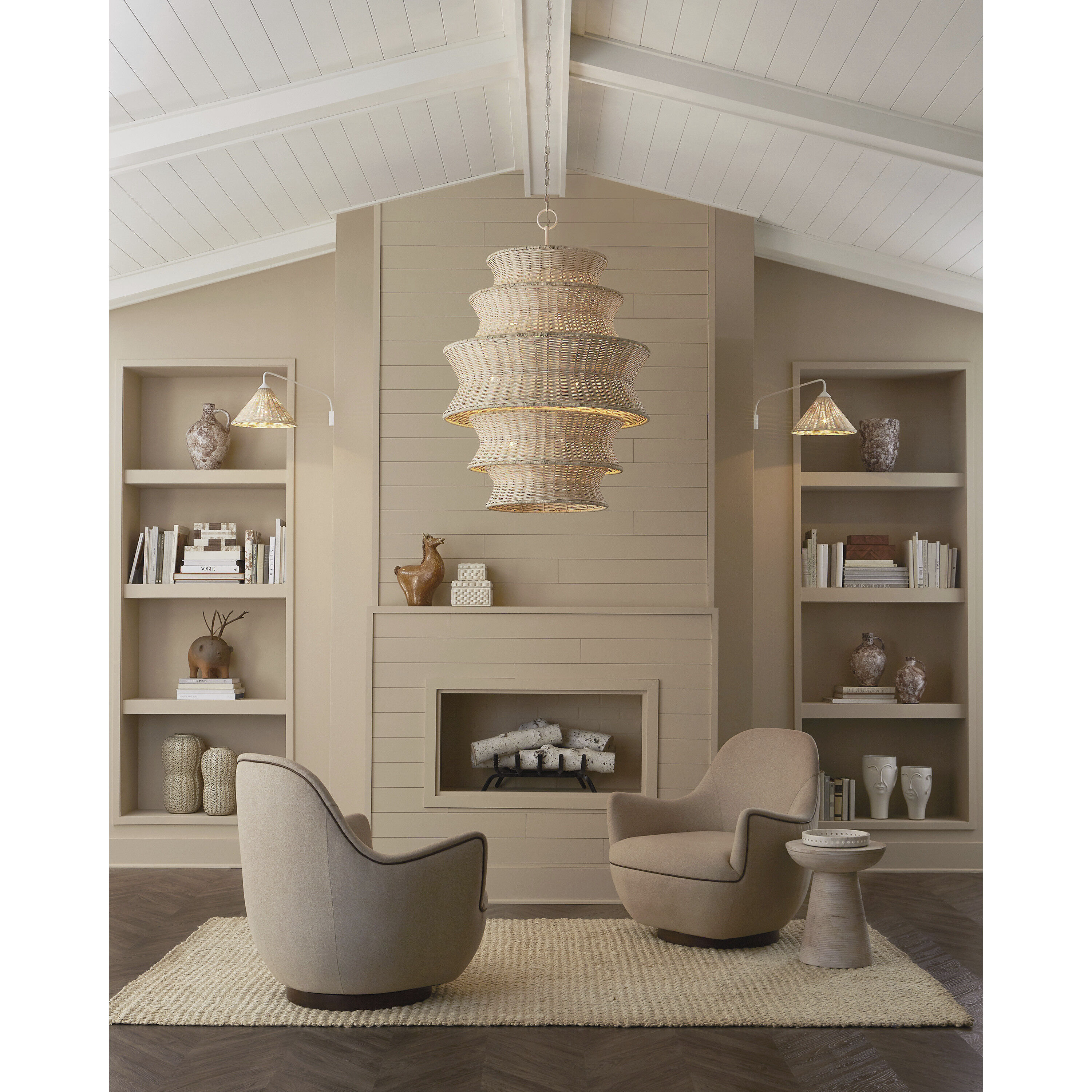 Basket 25.75 inch 40 watt White and Bleached Natural Swing-Arm Wall Sconce Wall Light