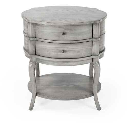 Jarvis Oval 2-Drawer Side Table in Gray