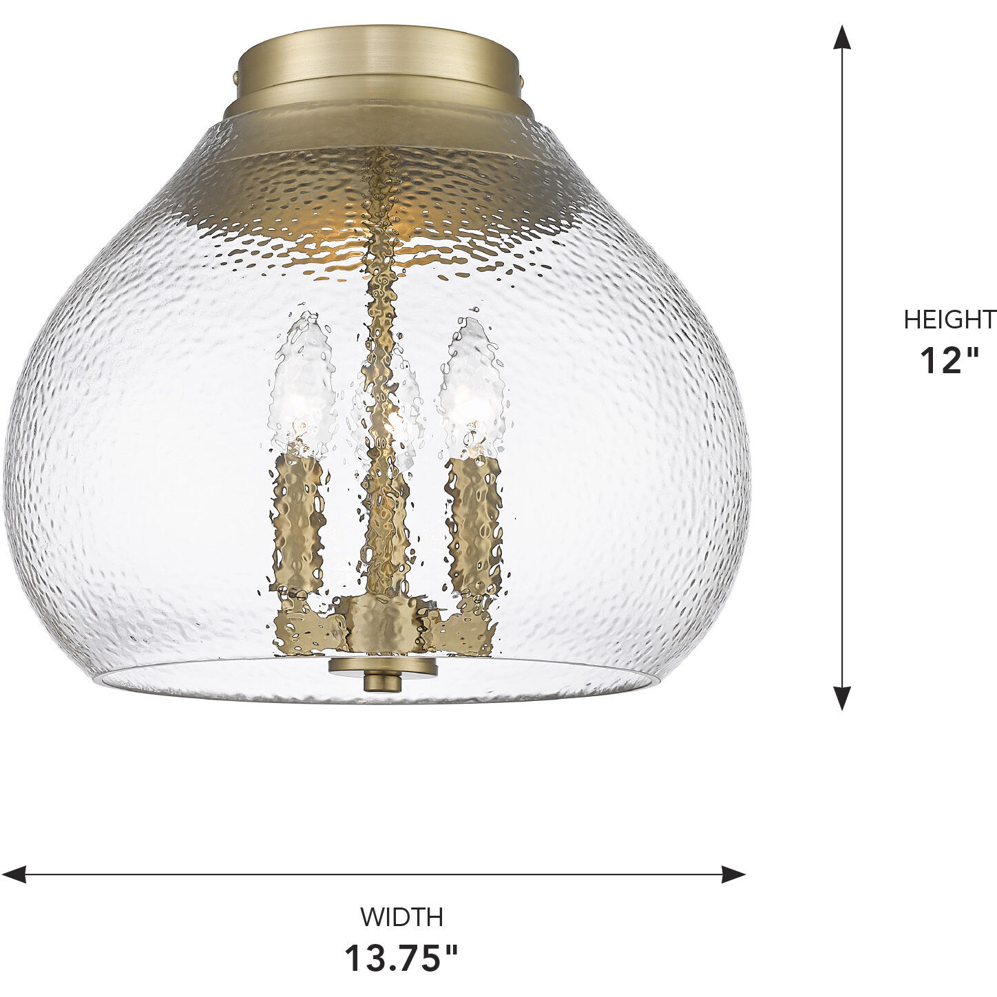 Ariella 3 Light 13.75 inch Brushed Champagne Brass Flush Mount Ceiling Light