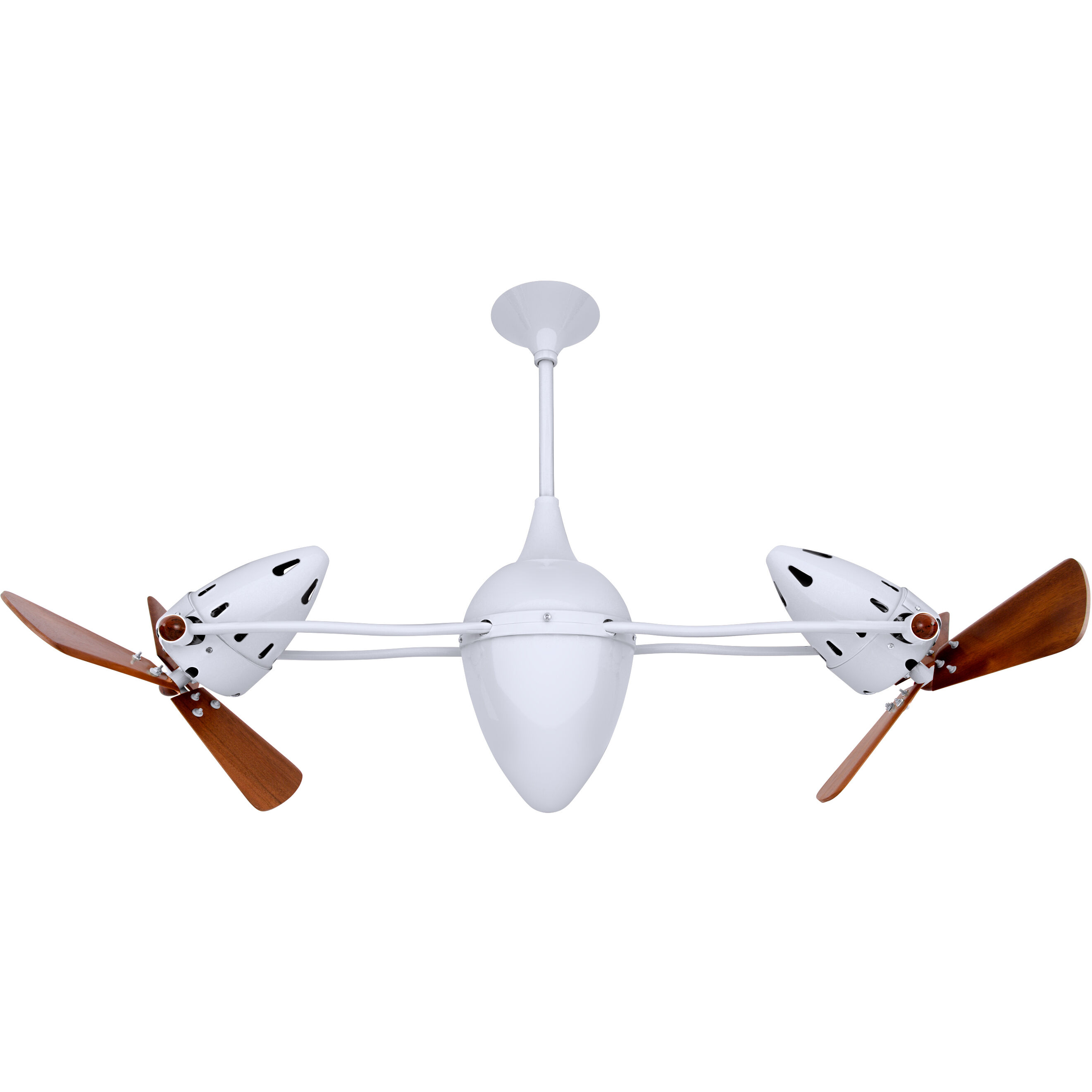 Matthews-Gerbar Ar Ruthiane 16 inch Gloss White with Solid Mahogany Wood Blades Rotational Ceiling Fan, Matthews-Gerbar