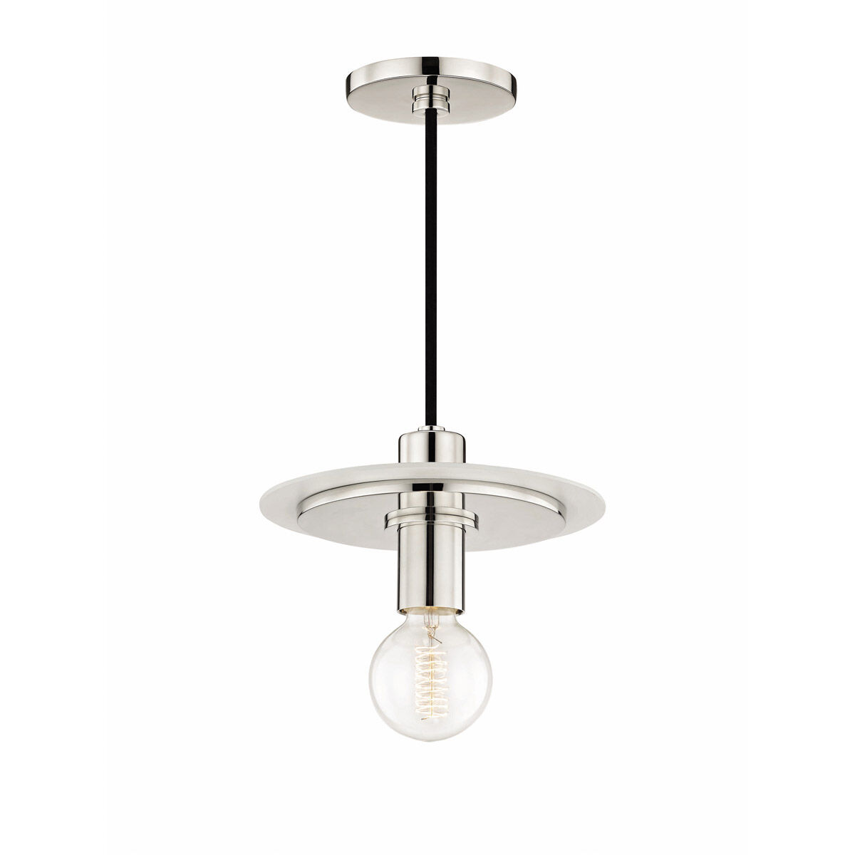 Milo 1 Light 9 inch Polished Nickel Pendant Ceiling Light in Polished Nickel and White