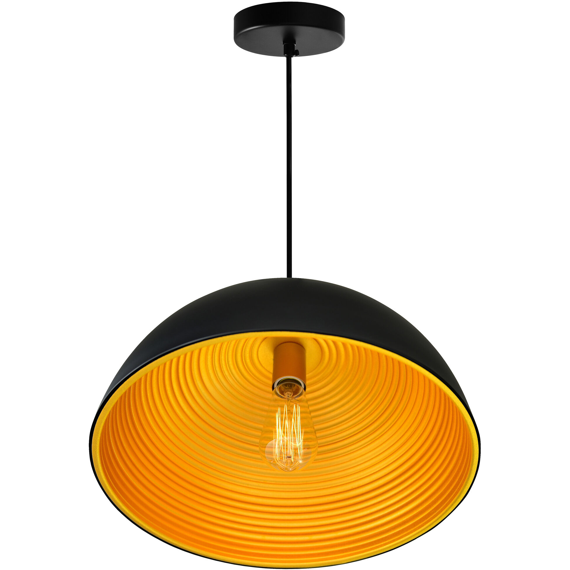 Modest 1 Light 16 inch Black Down Pendant Ceiling Light