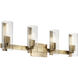 Jemsa 4 Light 32 inch Champagne Bronze Bath Bracket Wall Light, 4 Arm