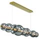 Atomo Linear Chandelier Ceiling Light in Gold, Smoke