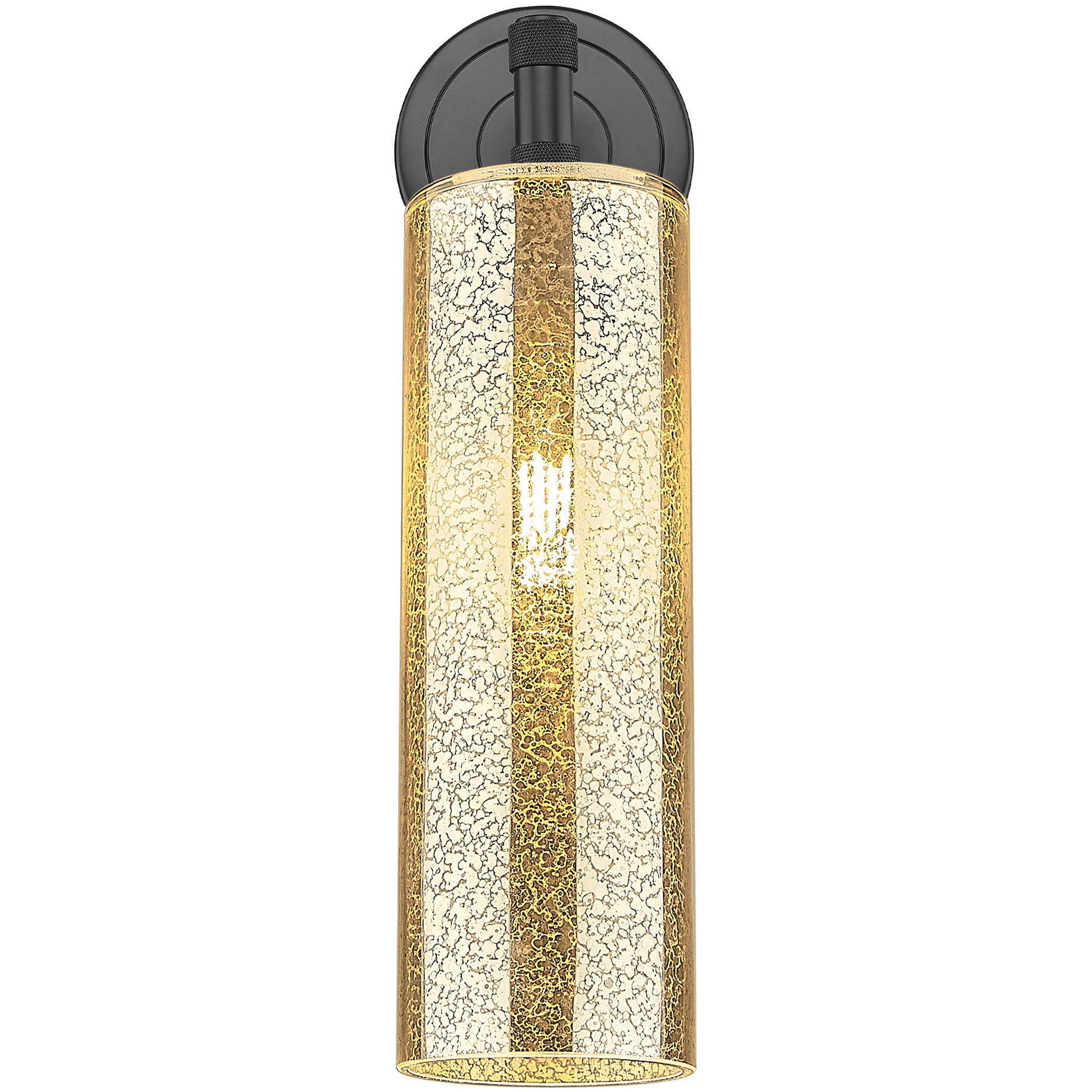 Crown Point Sconce Wall Light in Matte Black, Mercury Glass
