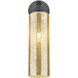 Crown Point Sconce Wall Light in Matte Black, Mercury Glass