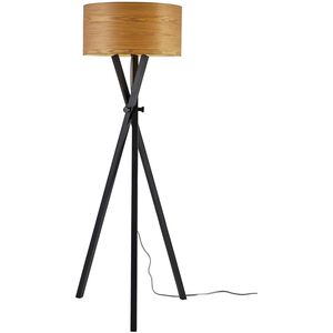 Bronx 62 inch 100.00 watt Black Wood Floor Lamp Portable Light