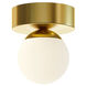 Pearl LED 4.33 inch Satin Brass Flush Mount Ceiling Light