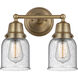 Aditi Bell 2 Light 13 inch Brushed Brass Bath Vanity Light Wall Light in Seedy Glass