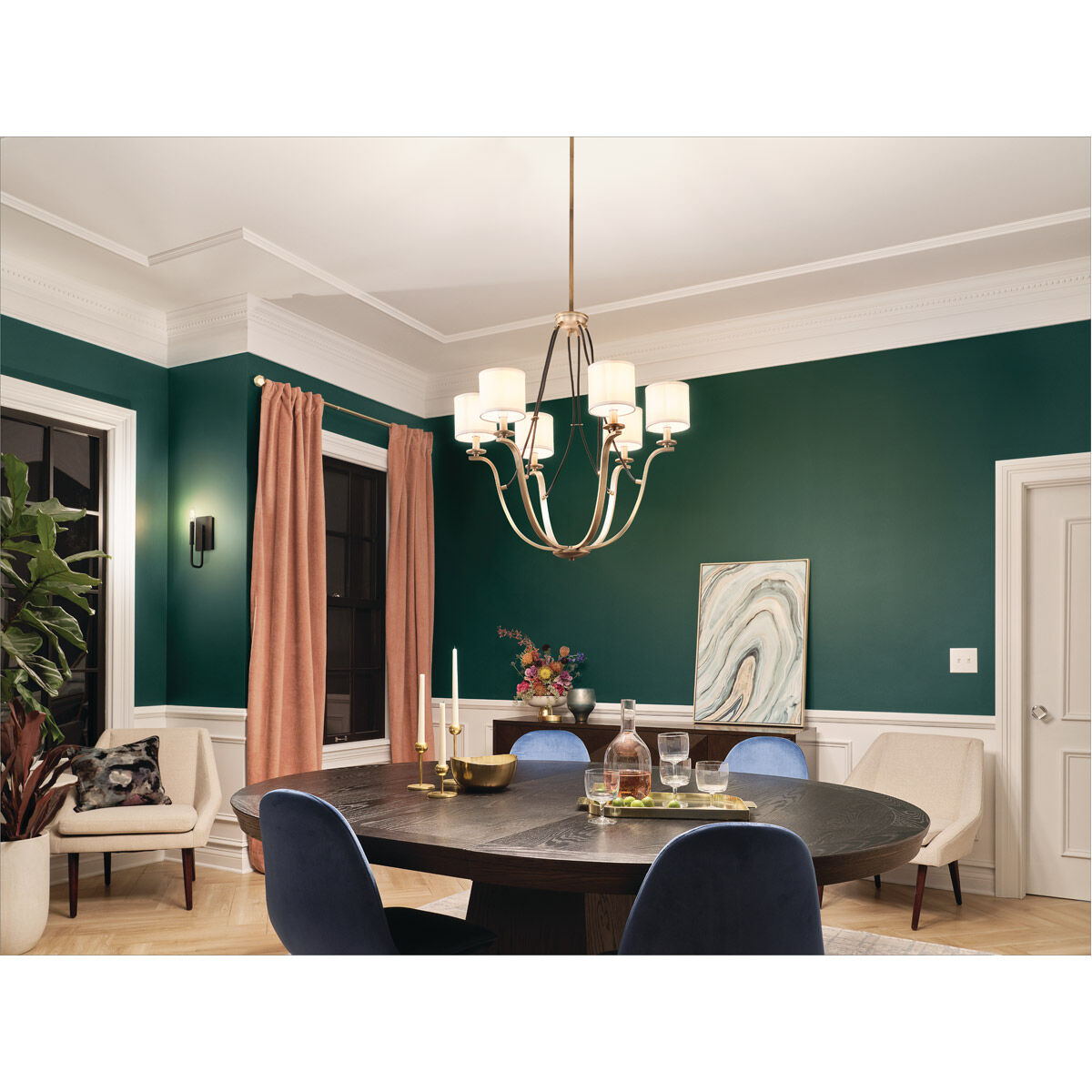 Thisbe 6 Light 28 inch Natural Brass Chandelier 1 Tier Medium Ceiling Light, 1 Tier Medium