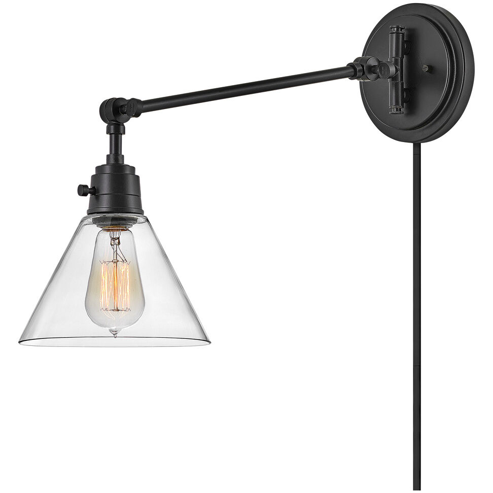 Arti 1 Light 7.75 inch Black Indoor Wall Sconce Wall Light in Black / Clear