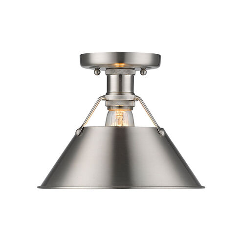 Orwell 1 Light 10 inch Pewter Flush Mount Ceiling Light, Damp