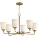 Hudson 6 Light 30 inch Natural Aged Brass Single-Tier Chandelier Ceiling Light in Satin White