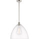Ballston Dome LED 16 inch Polished Nickel Pendant Ceiling Light in Clear Glass