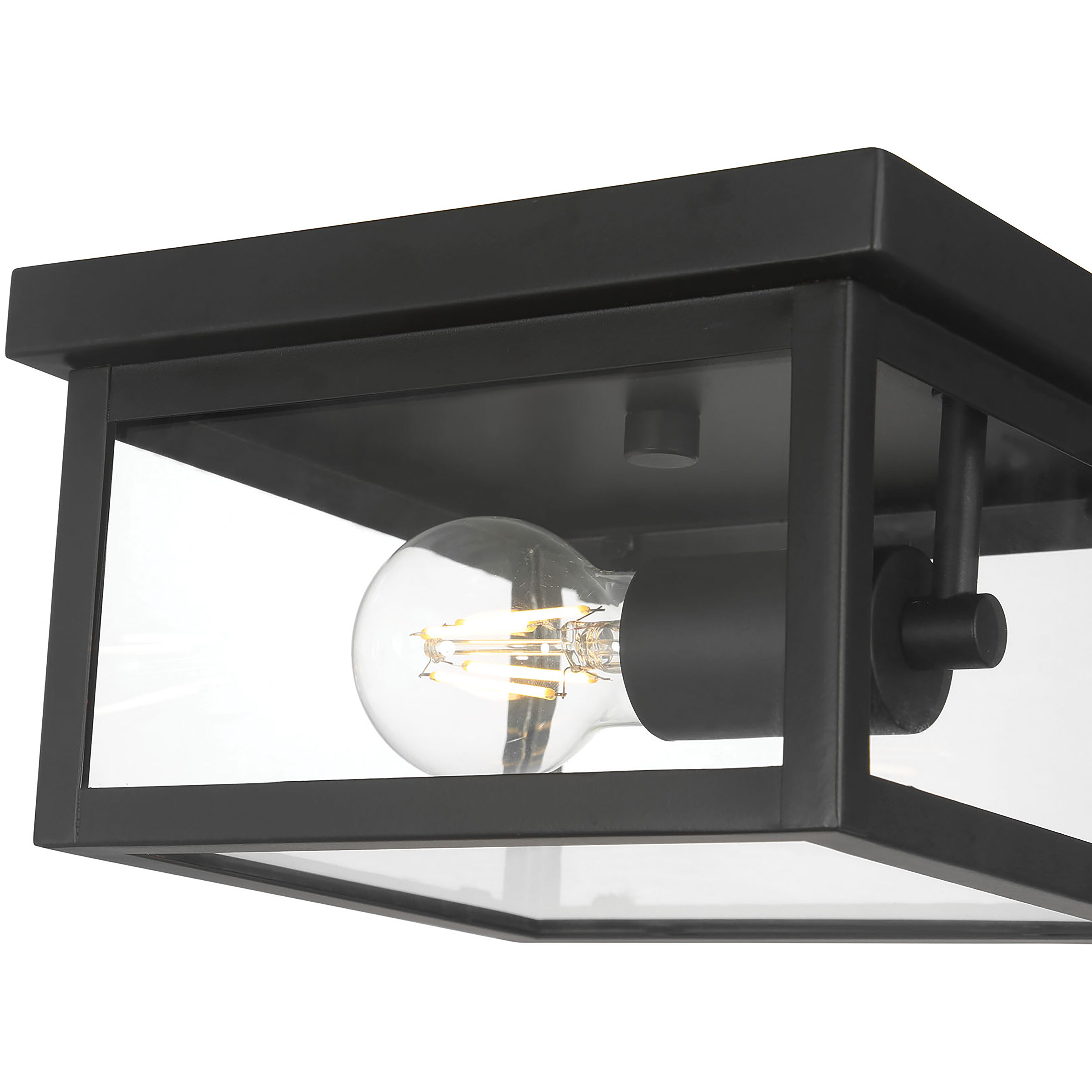 Evanton 1 Light 8 inch Powder Coated Black Outdoor Flush Mount