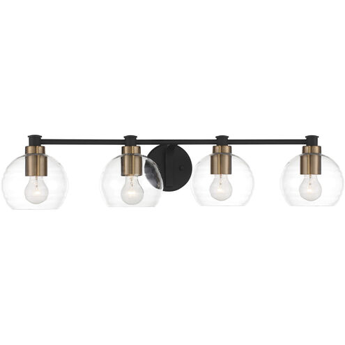 Keyport 4 Light 35 inch Sand Coal/Natural Brushed Br Bath Light Wall Light