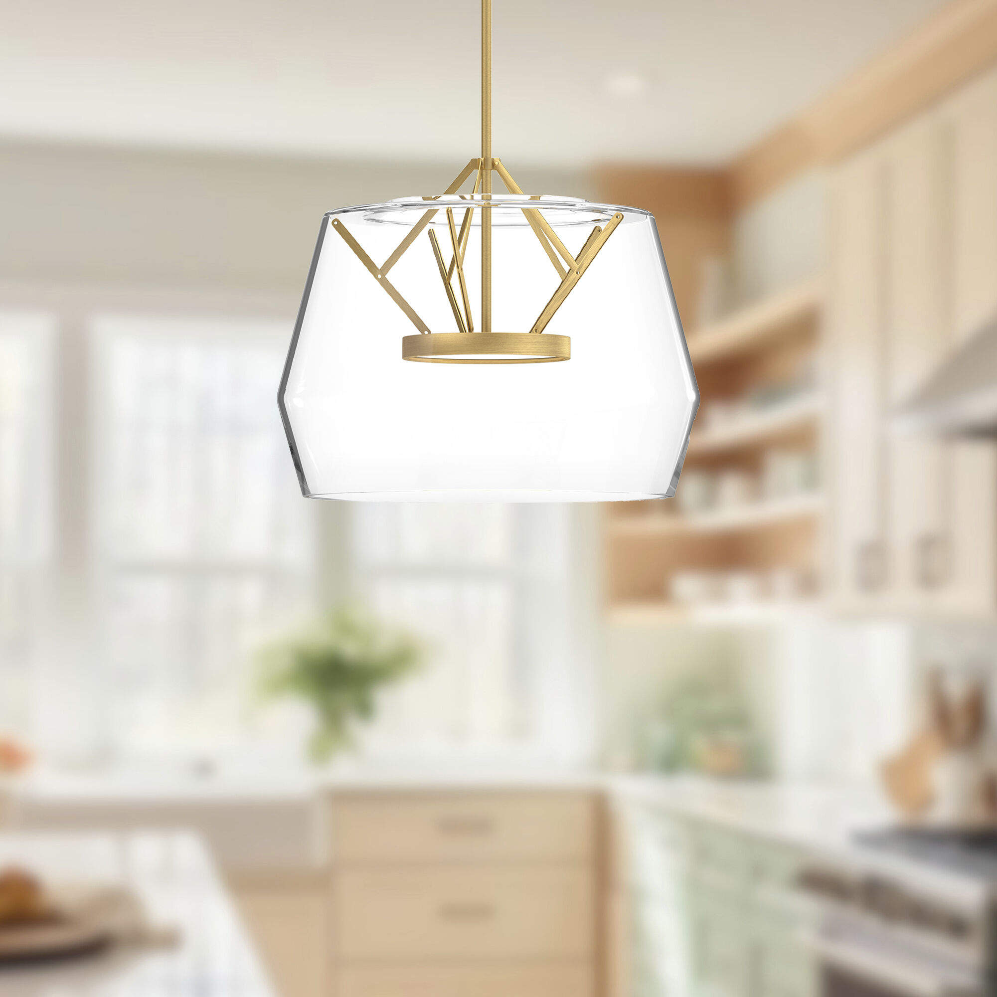 Deco Pendant Ceiling Light in Brushed Gold