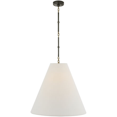 Thomas O'Brien Goodman 2 Light 24.5 inch Bronze with Antique Brass Hanging Shade Ceiling Light in Linen, Bronze and Hand-Rubbed Antique Brass, Large