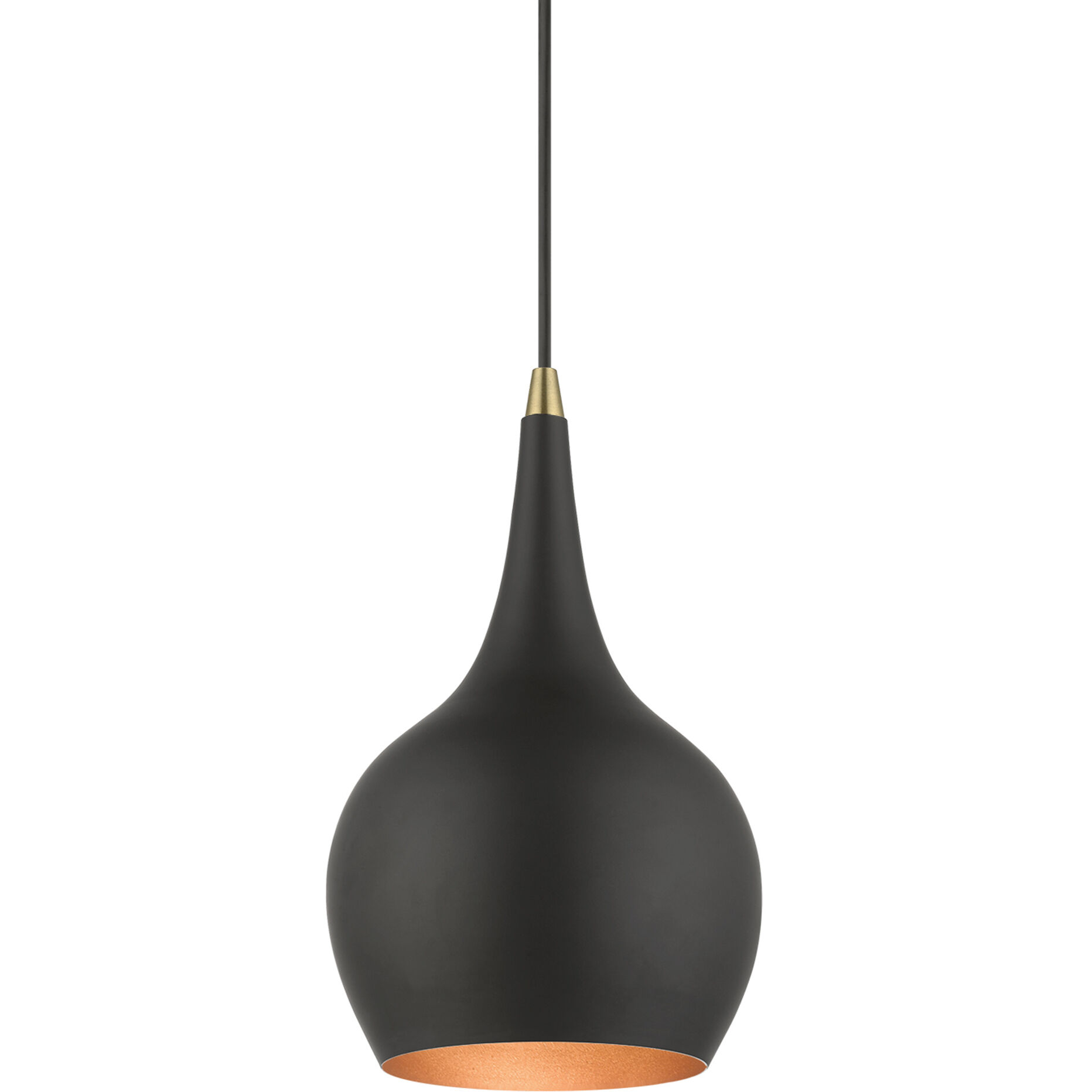 Andes 1 Light 7.75 inch Black with Antique Brass Accents Mini Pendant Ceiling Light