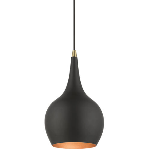 Andes 1 Light 8 inch Black with Antique Brass Accents Mini Pendant Ceiling Light
