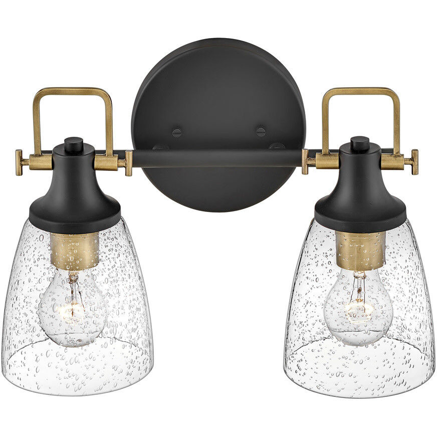 Easton 2 Light 14.5 inch Black with Heritage Brass Vanity Light Wall Light