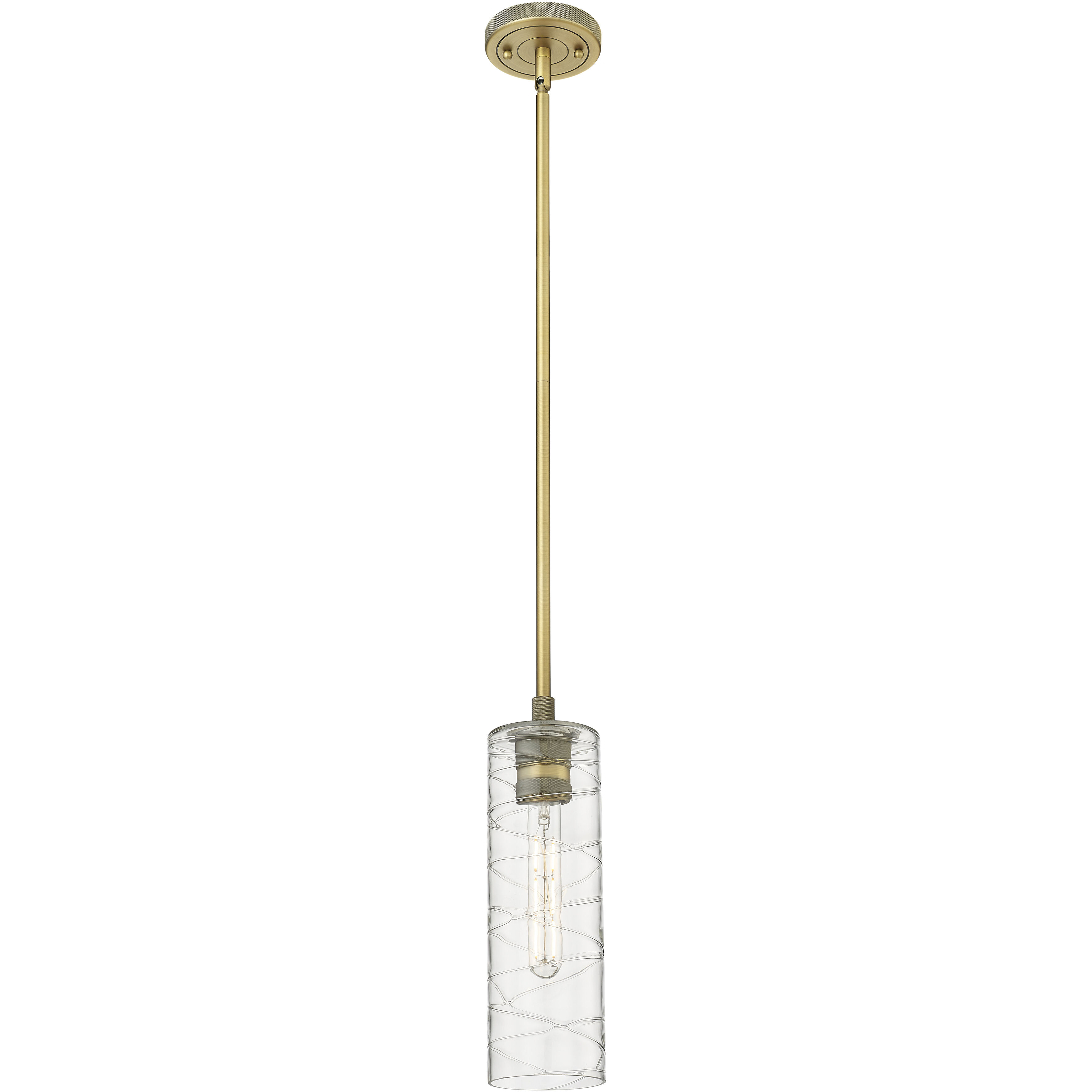 Downtown Urban Crown Point 1 Light 3.88 inch Brushed Brass Pendant Ceiling Light in Deco Swirl