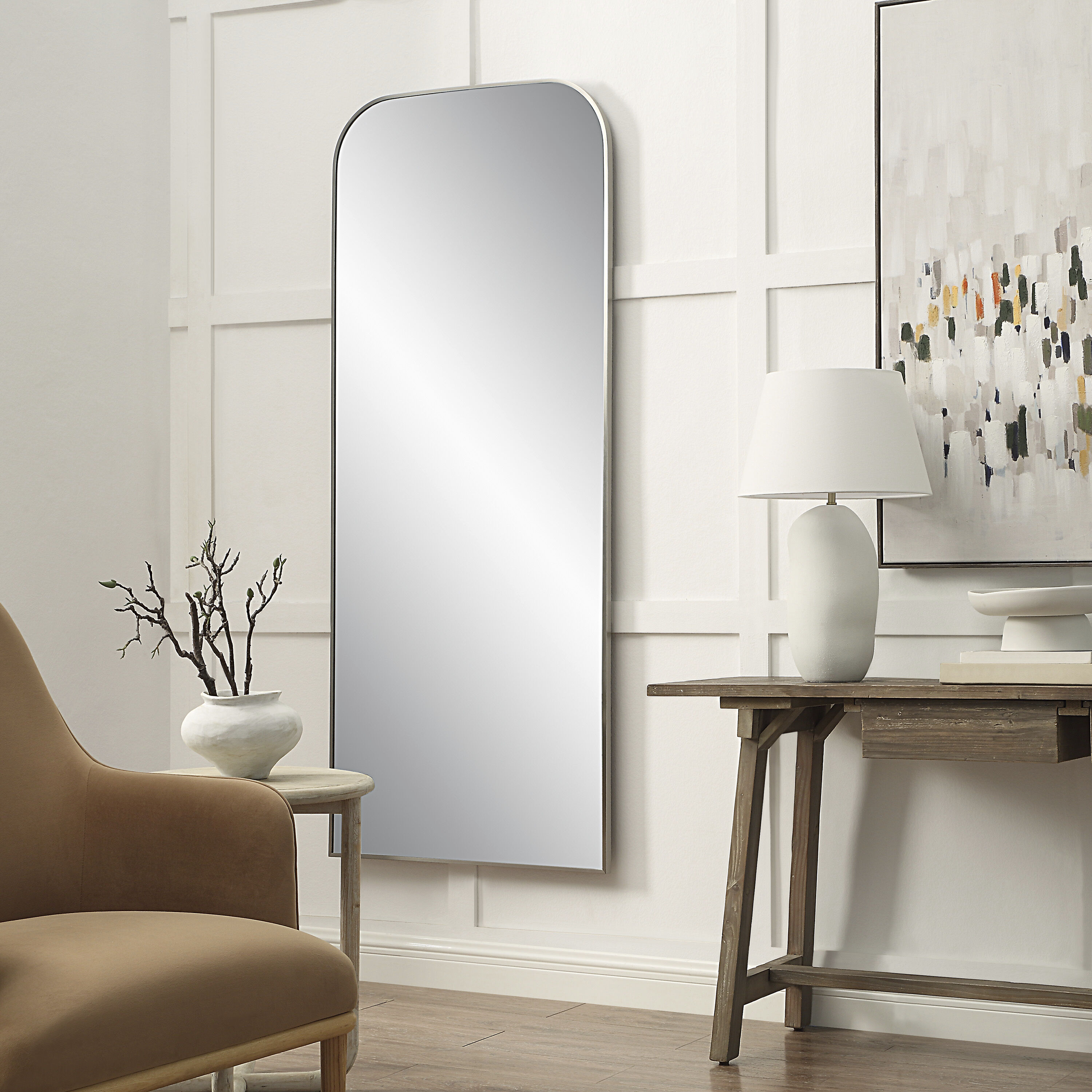 Samia 72 X 30 inch Brushed Nickel Wall Mirror